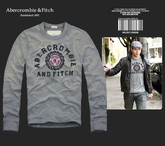 Abercrombie Fitch Hombres De Cuello Redondo Con Gente Fotos Largo Remera AF6143